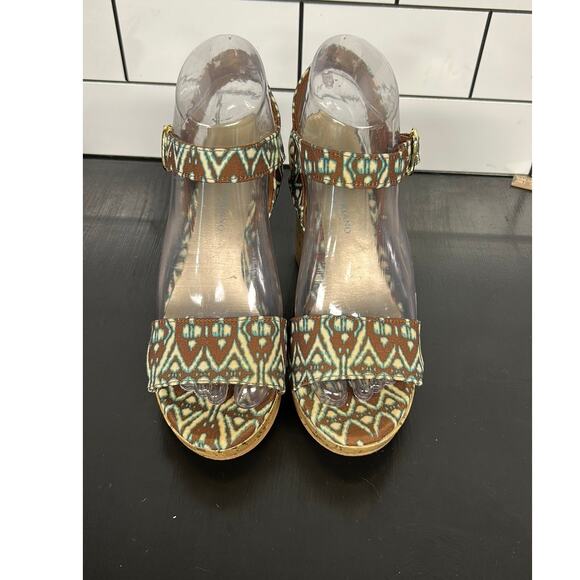 Christian Siriano Cork Platform Wedges Southwest Open Toe Size 7 - Picture 2 of 10